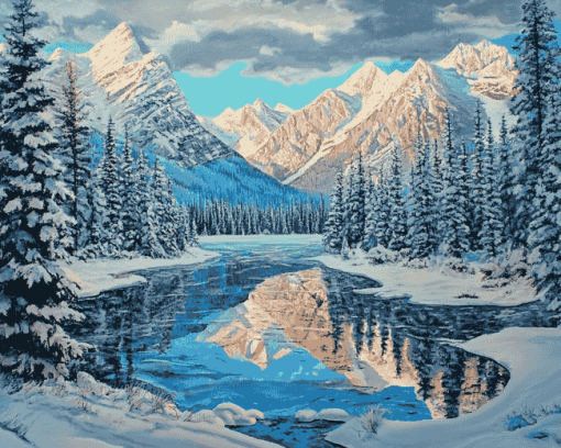 Banff Snow Landscape Diamond Painting