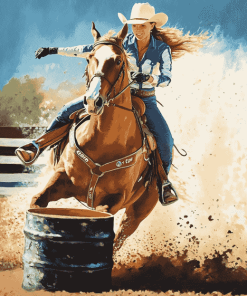 Barrel Racing Horse Diamond Painting