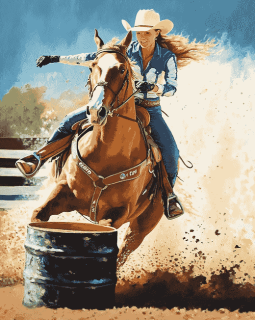 Barrel Racing Horse Diamond Painting