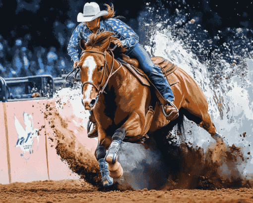 Barrel Racing Horse Diamond Painting