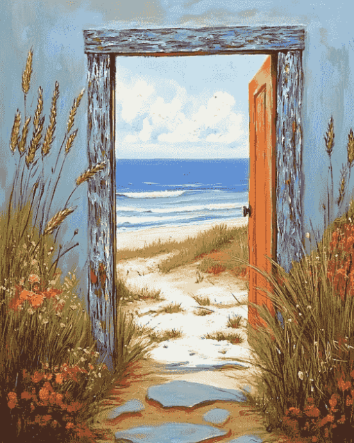 Beach Door Landscape Diamond Painting