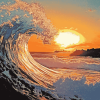 Beach Sunset Waves Diamond Painting