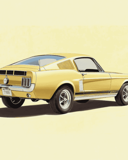 Beige Mustang 1967 Diamond Painting