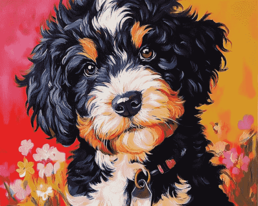 Bernedoodle Puppy Diamond Painting