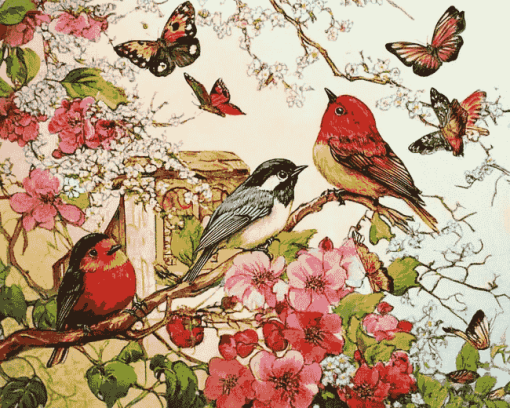 Birds and Blooms Diamond Painting