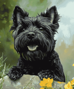 Black Cairn Terrier Puppy Diamond Painting