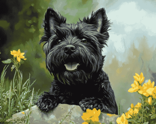 Black Cairn Terrier Puppy Diamond Painting