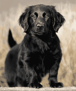 Black Flat Coated Retriever Puppy Diamond Painting