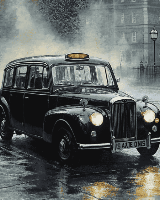 Black London Taxi Car Diamond Painting