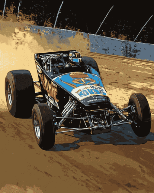 Black Sprint Car Racing Diamond Painting