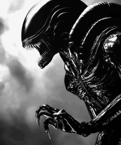 Black and White Xenomorph Aliens Diamond Painting