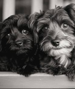 Black and White Yorkiepoo Puppy Diamond Painting