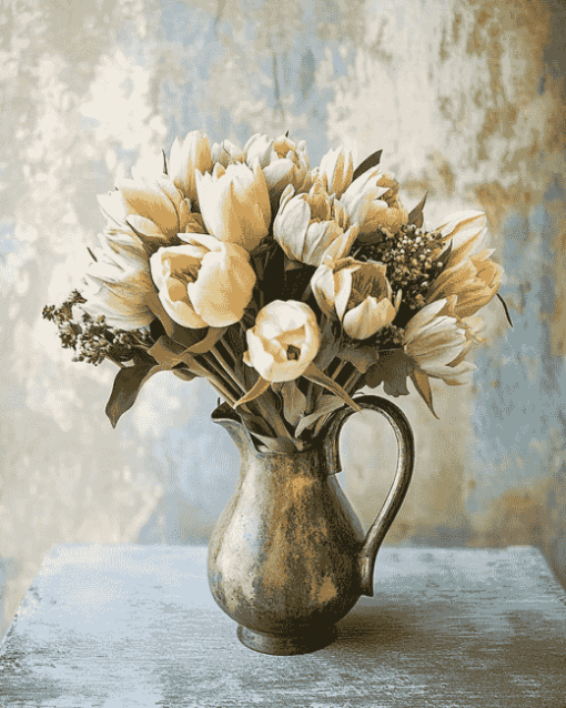 Blossoms and Rustic Vases Diamond Painting