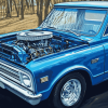 Blue 1967 Chevy Stepside Truck Diamond Painting