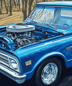 Blue 1967 Chevy Stepside Truck Diamond Painting