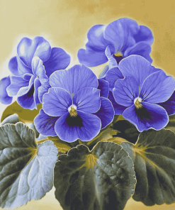 Blue African Violet Blossoms Diamond Painting