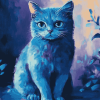 Blue Cat Cartoon Diamond Painting