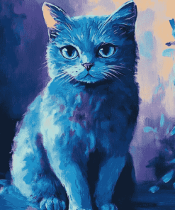 Blue Cat Cartoon Diamond Painting