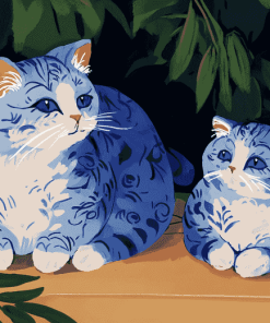 Blue Cat Figures Diamond Painting