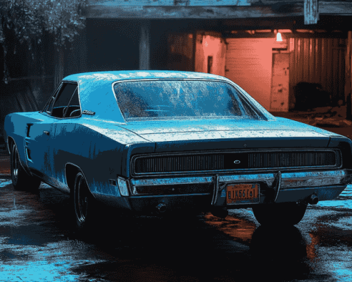 Blue Dodge Charger Vehicle Diamond Painting