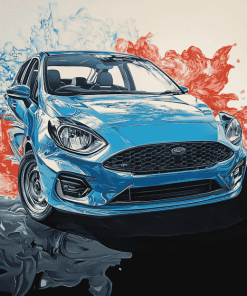 Blue Fiesta Car Diamond Painting