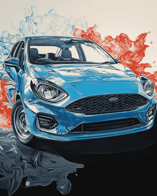 Blue Fiesta Car Diamond Painting