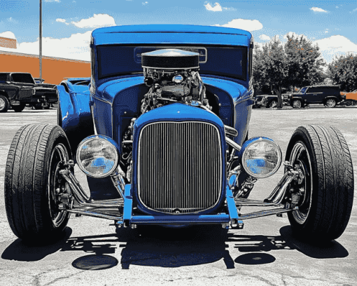 Blue Hot Rod Car Diamond Painting