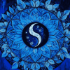 Blue Mandala Yin Yang Roses Diamond Painting