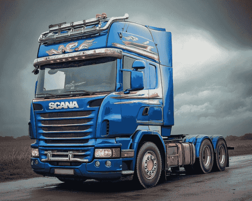 Blue Scania Truck Diamond Painting