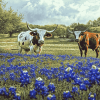 Bluebonnets and Longhorns Diamond Painting