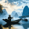 Boat Journey in Guilin Diamond Painting