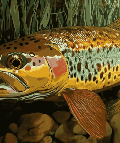 Brown Trout Fish Close-Up Diamond Painting