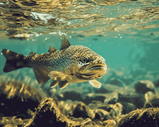 Brown Trout Underwater Diamond Painting