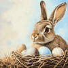 Bunny and Eggs Rabbit Diamond Painting