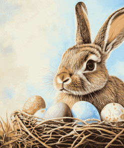 Bunny and Eggs Rabbit Diamond Painting