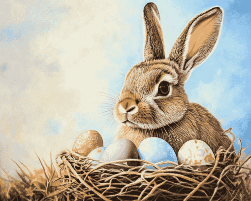 Bunny and Eggs Rabbit Diamond Painting