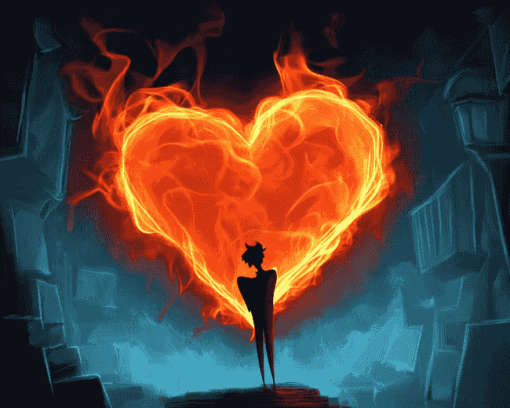 Burning Heart Animation Diamond Painting