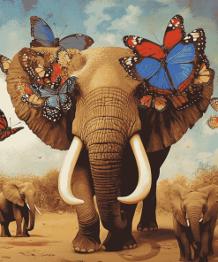 Butterflies and Elephants Diamond Painting