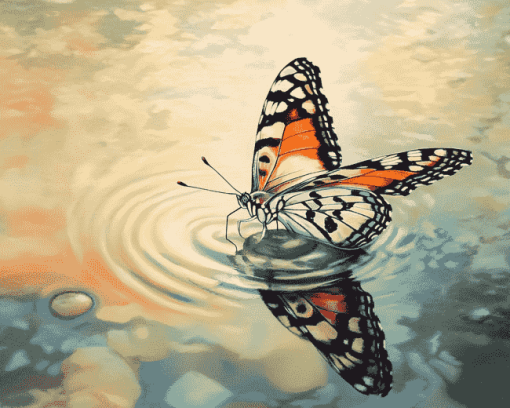 Butterfly Water Scene Diamond Painting