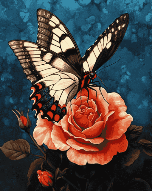 Butterfly on Rose Diamond Painting