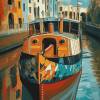 Canal Boat Scene Diamond Painting