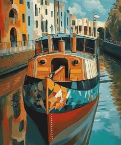 Canal Boat Scene Diamond Painting