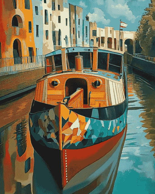 Canal Boat Scene Diamond Painting