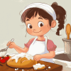 Cartoon Little Girl Baking Diamond Painting