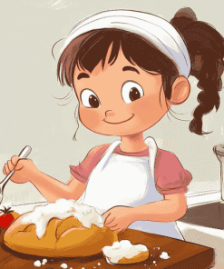 Cartoon Little Girl Baking Diamond Painting