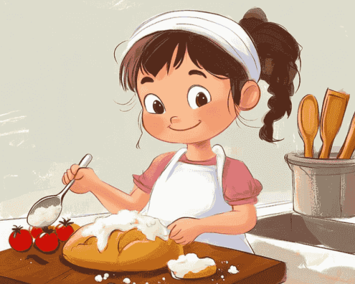 Cartoon Little Girl Baking Diamond Painting