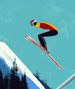 Cartoon Ski Jumping Diamond Painting