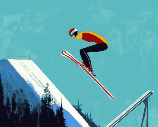 Cartoon Ski Jumping Diamond Painting