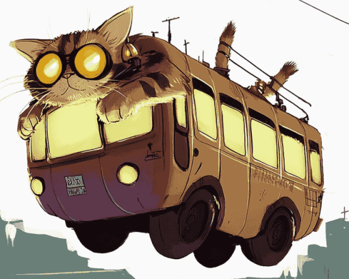 Cat Bus Adventures Diamond Painting