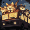 Cat Bus Fantasy Diamond Painting